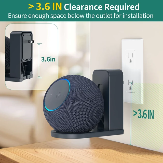 Alt view image 3 of 5 - HomeMount Wall Mount for Dot Max & Nest Mini, Plug-in (Graphite, 2 Mounts)
