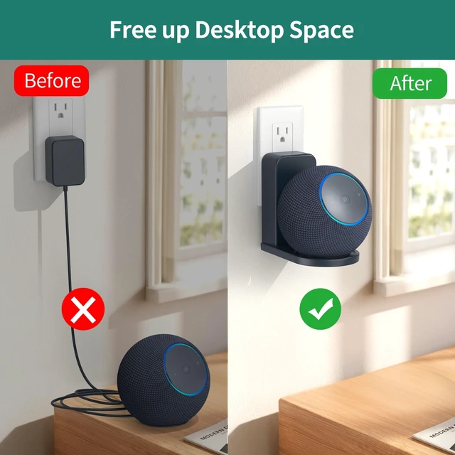 Alt view image 2 of 5 - HomeMount Wall Mount for Dot Max & Nest Mini, Plug-in (Graphite, 2 Mounts)