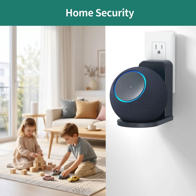 Alt view image 5 of 5 - HomeMount Wall Mount for Dot Max & Nest Mini, Plug-in (Graphite, 2 Mounts)