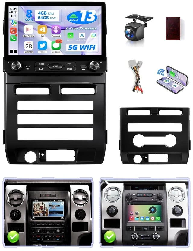 Main image of Wadpon 8Core Car Stereo for Ford F150 XL XLT STX 2009 2010 2011 2012 (10.2IN,8Core,4+64GB(Manual A/C & Auto A/C))
