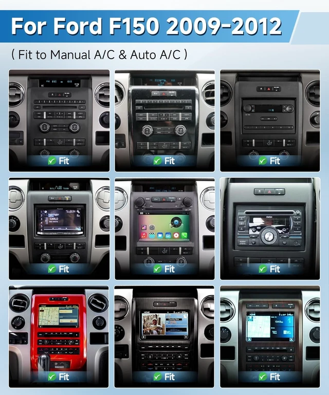 Alt view image 2 of 5 - Wadpon 8Core Car Stereo for Ford F150 XL XLT STX 2009 2010 2011 2012 (10.2IN,8Core,4+64GB(Manual A/C & Auto A/C))
