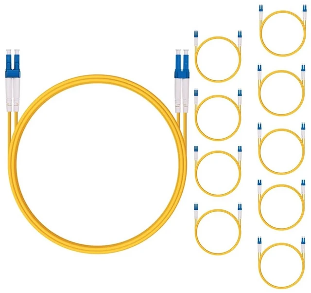 Main image of 10 Pack OS2 LC to LC Fiber Patch Cable, 1.5m Single Mode SFP Fiber Jumper, Duplex LC-LC 9/125um, LSZH, 5ft, for 1G/10G SMF SFP Transceiver, Router, Networks and More, Available 0.2m - 100m