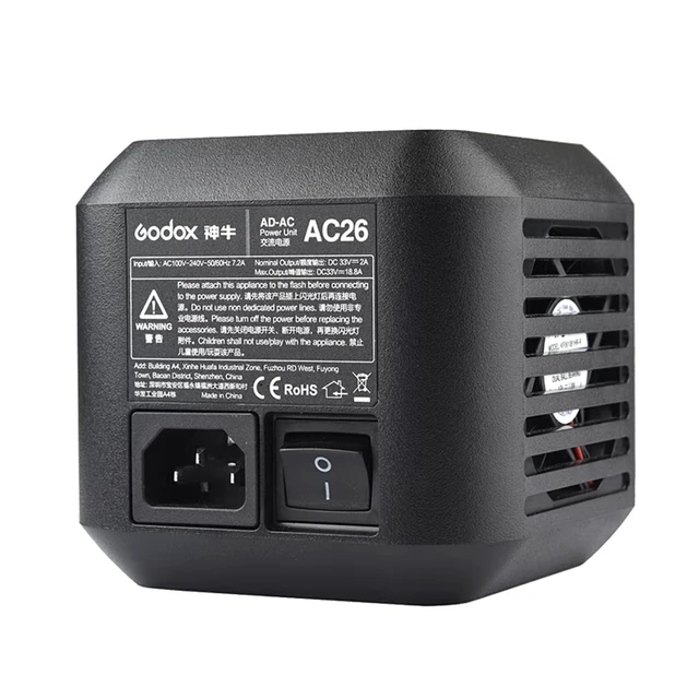Alt view image 2 of 5 - GODOX AC26 AC Adapter for Godox AD600ProII AD600Pro Outdoor Flash