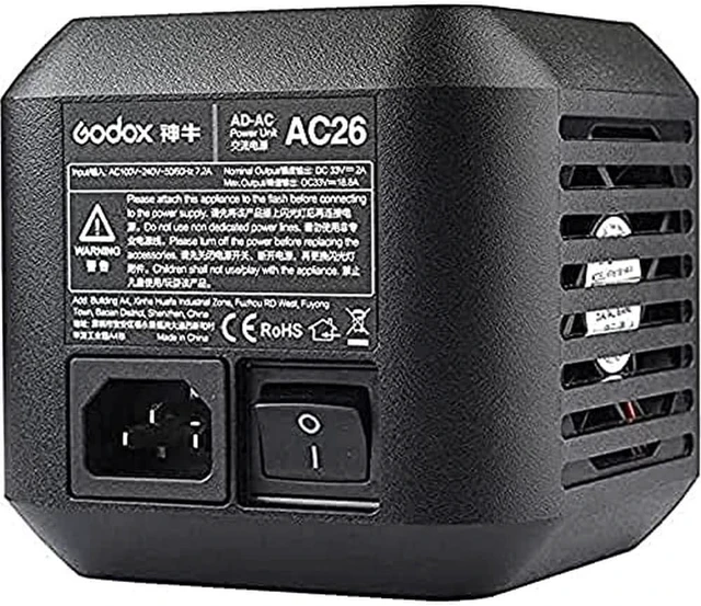 Alt view image 3 of 5 - GODOX AC26 AC Adapter for Godox AD600ProII AD600Pro Outdoor Flash