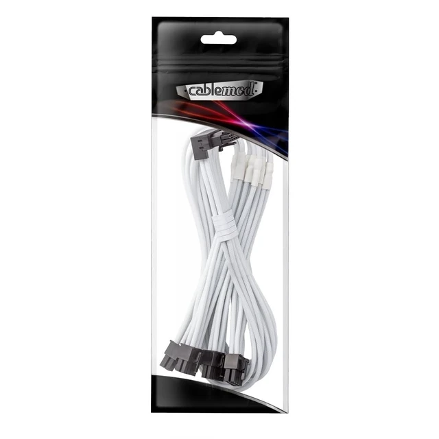 Alt view image 3 of 3 - CableMod RT-Series Pro ModMesh Sleeved 12VHPWR 90 StealthSense PCI-e Cable for ASUS/Seasonic/Phanteks - Variant B (White, 16-pin to Quad 8-pin, 60cm)