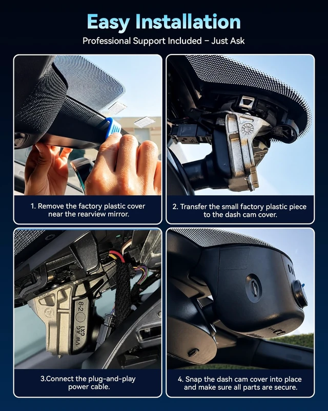 Alt view image 3 of 5 - OEM-Fit 4K Dual Dash Cam for Audi Models 2019-2026, 128GB