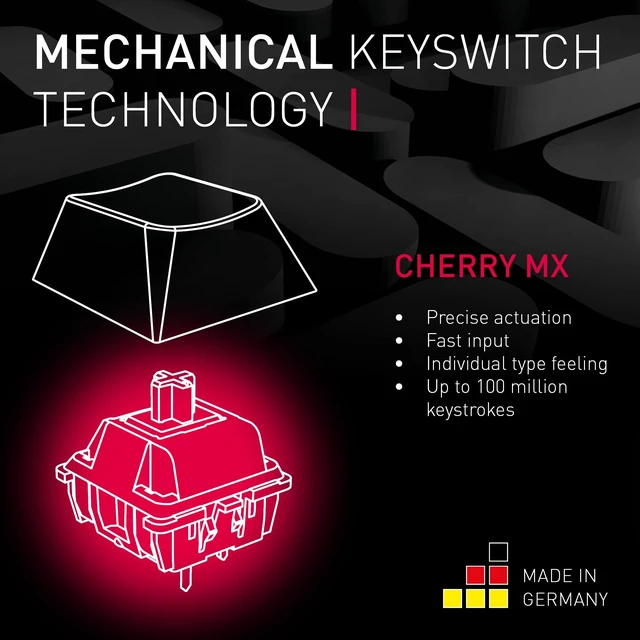 Alt view image 4 of 5 - Cherry MX 3.0S Wireless, Mechanical Gaming Keyboard, Bluetooth, 2.4 GHz & Wired Mode, RGB Lighting, Aluminum Housing, Rechargeable, MX RED Switches, White