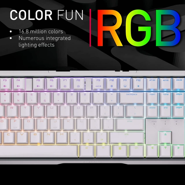 Alt view image 5 of 5 - Cherry MX 3.0S Wireless, Mechanical Gaming Keyboard, Bluetooth, 2.4 GHz & Wired Mode, RGB Lighting, Aluminum Housing, Rechargeable, MX RED Switches, White