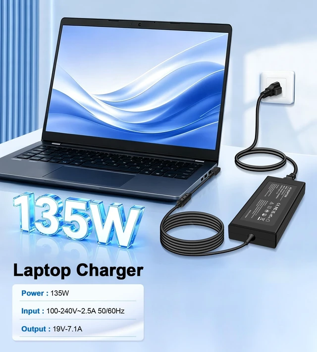 Alt view image 3 of 5 - 135W Charger Compatible with Acer Nitro 5 Gaming Laptops