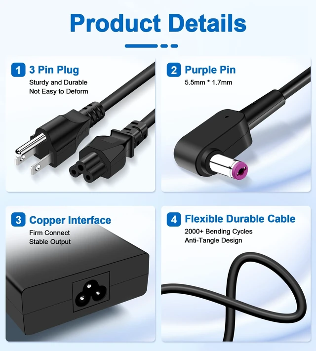 Alt view image 5 of 5 - 135W Charger Compatible with Acer Nitro 5 Gaming Laptops