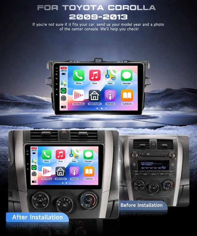 Alt view image 2 of 5 - 4G+64G Car Radio for Toyota Corolla 2009-2013 with Wireless Carplay