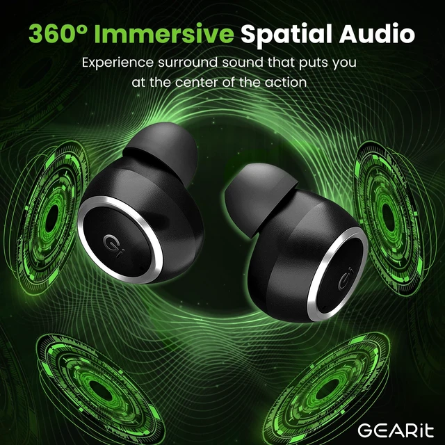 Alt view image 4 of 5 - GEARit True Wireless Bluetooth Earbuds Compatible with iPhone, Android - 22H Playtime Earpods w/Active Noise Cancellation Up to 98.5% - HD Sound Clarity, Smart Touch Control - 5.4 Bluetooth Ear