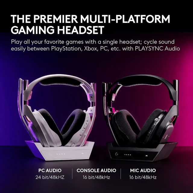 Alt view image 3 of 5 - Logitech G Astro A50 Omni-Platform Wireless Gaming Headset + Base Station for PS5, Xbox, PC: PLAYSYNC Audio Switcher, <16 bit/48kHz (Console), <24 bit/48 kHz (PC), 2.4GHz & BT Black (use