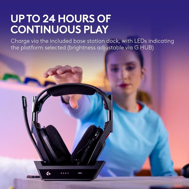 Alt view image 2 of 5 - Logitech G Astro A50 Omni-Platform Wireless Gaming Headset + Base Station for PS5, Xbox, PC: PLAYSYNC Audio Switcher, <16 bit/48kHz (Console), <24 bit/48 kHz (PC), 2.4GHz & BT Black (use