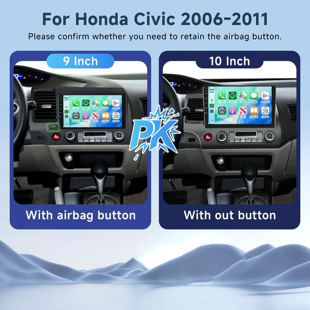 Alt view image 3 of 5 - Driauto 8 Core 6G+128G 9 Inch Android Car Stereo for Honda Civic 2006-2011 with Carplay and Android Auto, 1280P Radio for Honda Civic Radio with Bluetooth Mirror Link WiFi GPS SWC FM/RDS DSP USB