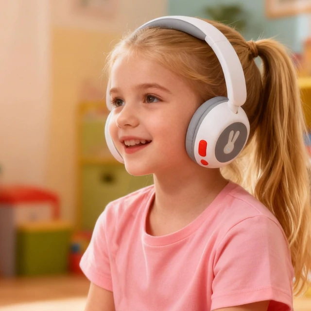 Alt view image 3 of 5 - Yobadam Colorful LED Lights Kids Bluetooth Headphones, BT6.0 Wireless Wired Kid Headphones, 85/103dBA Volume Over Ear with 25H Playtime, Ideal for PC, Tablet, TV & Travel (White)