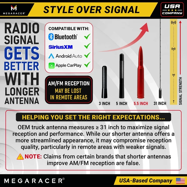 Alt view image 5 of 5 - Truck Antenna for Chevy Silverado GMC Sierra 1500 2500, Red