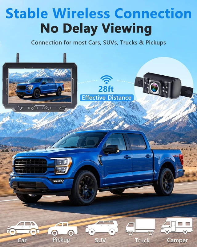 Alt view image 3 of 5 - 1080P HD 7-Inch Wireless Backup Camera: 15-Min Easy Install Plug & Play