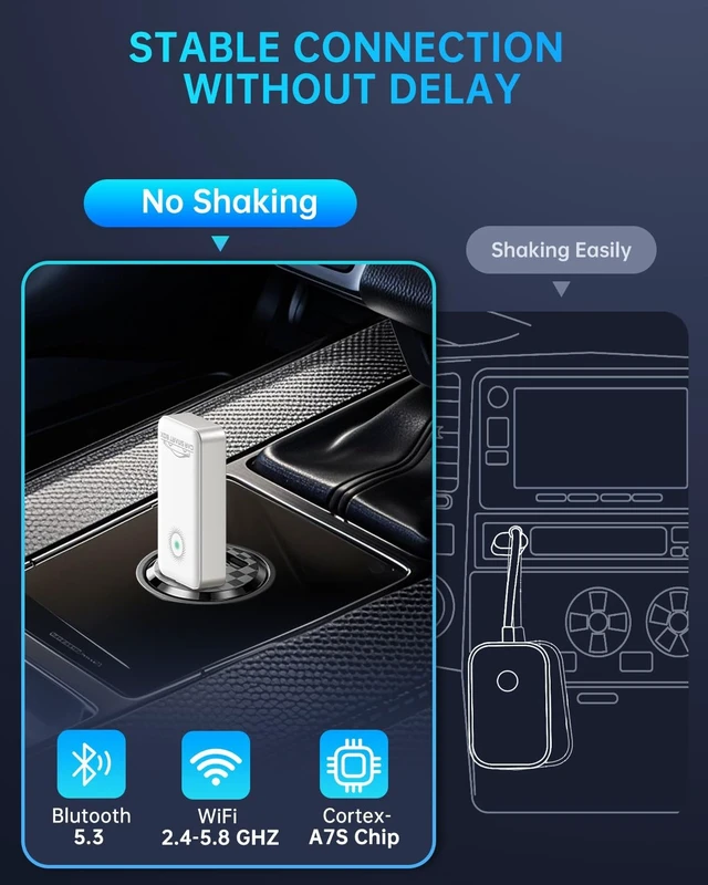 Alt view image 5 of 5 - TiMOVO Wireless CarPlay Adapter,Automatic Connection,Smooth & Stable, White