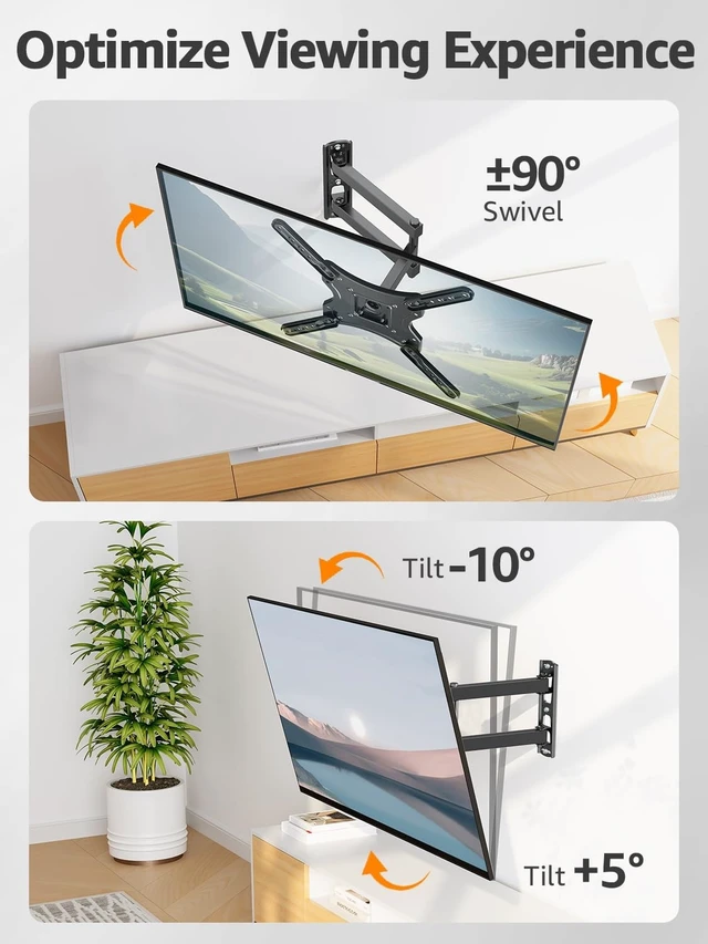 Alt view image 3 of 5 - ELIVED Full Motion TV Wall Mount for 26-60" TVs, Max VESA 400x400, 77 lbs.