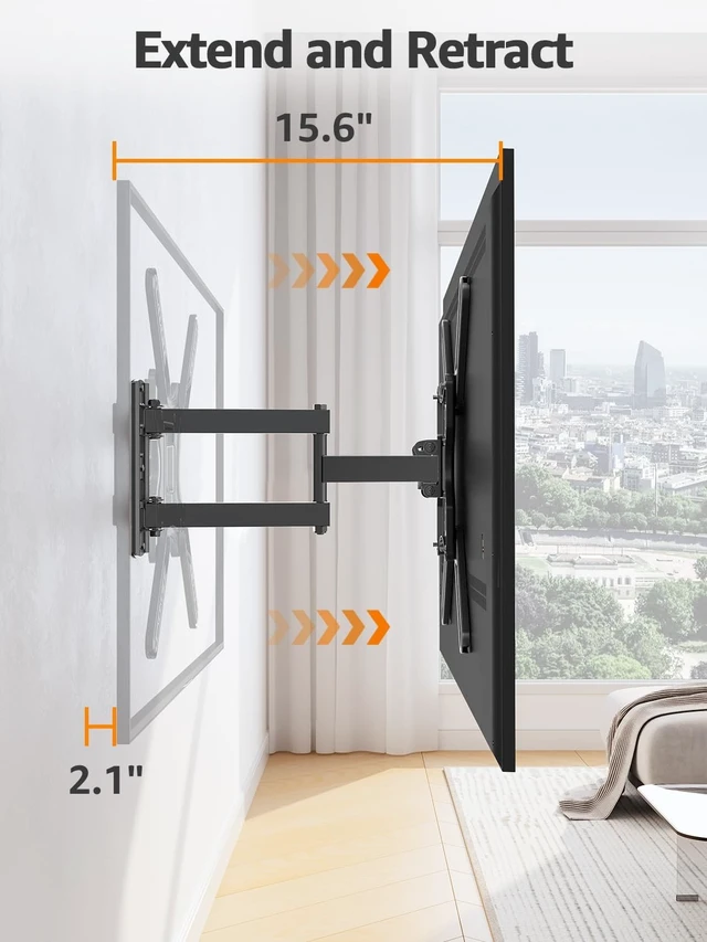 Alt view image 2 of 5 - ELIVED Full Motion TV Wall Mount for 26-60" TVs, Max VESA 400x400, 77 lbs.