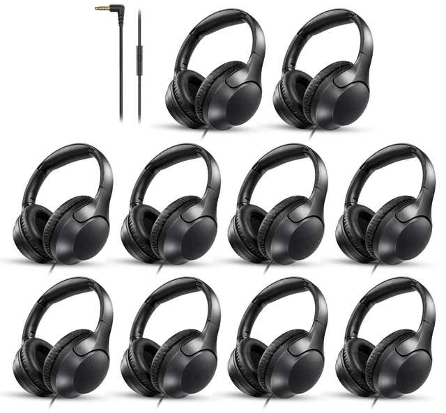 Main image of Venucast HF12 (10 Pack) Wired Over-Ear Headphones with 3.5mm Jack
