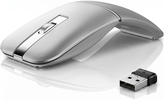 Main image of Taimousetvs M9 Bluetooth Travel Mouse, 2.4 GHz, USB Receiver, Silver