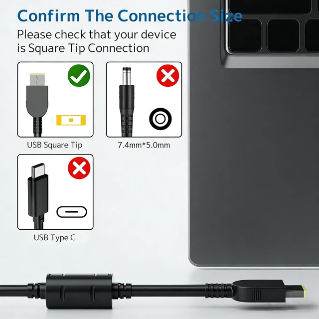 Alt view image 2 of 5 - 330W 20V 16.5A GaN Slim Charger Fit for Lenovo Legion Pro Gaming Laptop