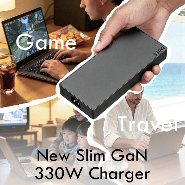 Alt view image 4 of 5 - 330W 20V 16.5A GaN Slim Charger Fit for Lenovo Legion Pro Gaming Laptop