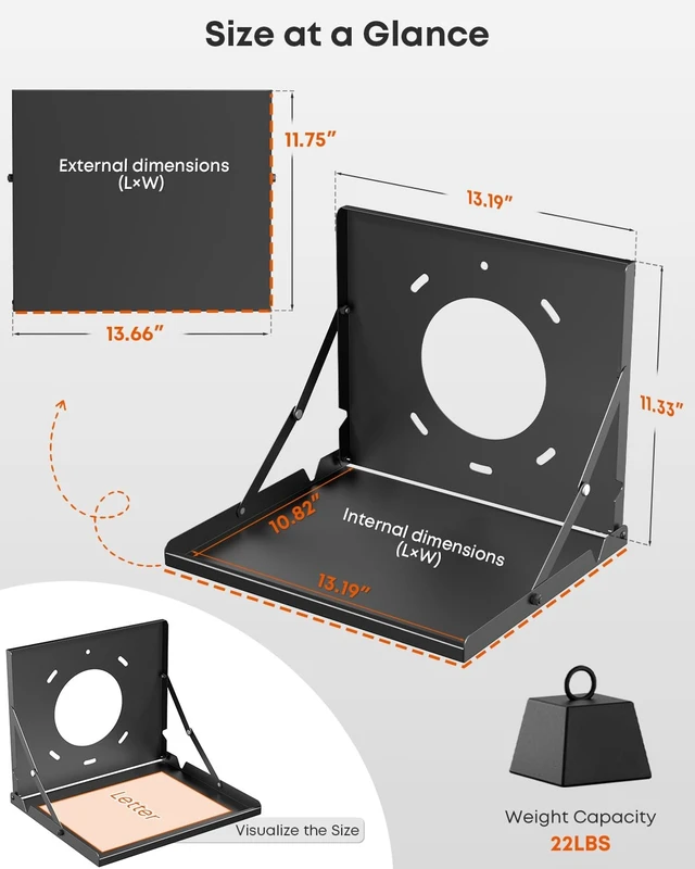 Alt view image 3 of 5 - Projector Shelf for Wall Mount, Flip Down Projector Wall Mount Holds 22lbs