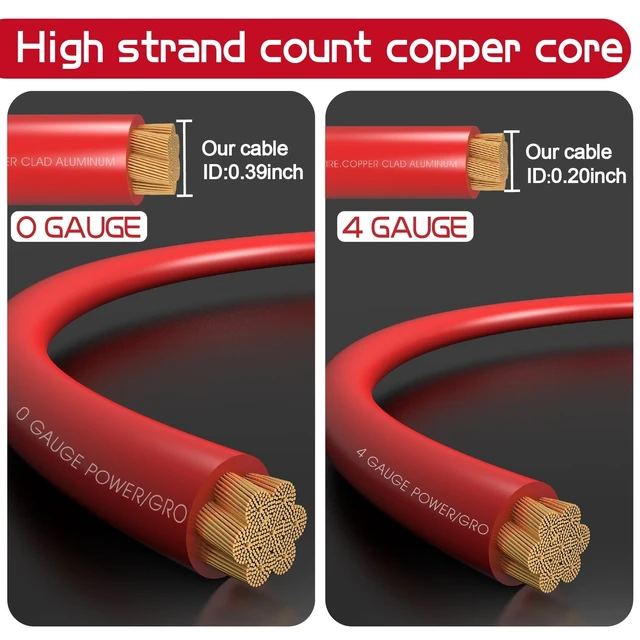 Alt view image 2 of 5 - 0 Gauge Dual Amp Wiring Kit with Power Cable,RCA,Speaker Wire for Audio