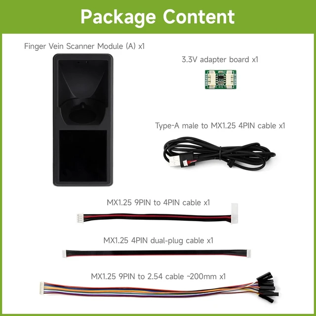 Alt view image 2 of 5 - Waveshare All-in-one Thin-Type Finger Vein Module, Built-in Cortex Core, USB Drive-Free Adaptability, UART Communication Interface