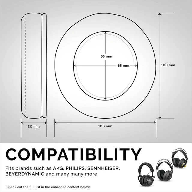 Alt view image 2 of 5 - Brainwavz Round Memory Foam Earpads - Suitable Many Large Headphones - SteelSeries, HD668B, ATH, AKG K553, HifiMan, ATH, Philips, Fostex, Sony Ear Pad & More (Hybrid)