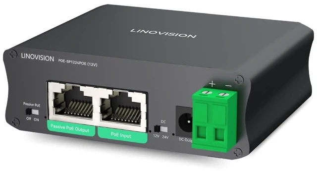 Main image of LINOVISION Industrial Gigabit 30W PoE Splitter, 12V DC & Passive PoE Output