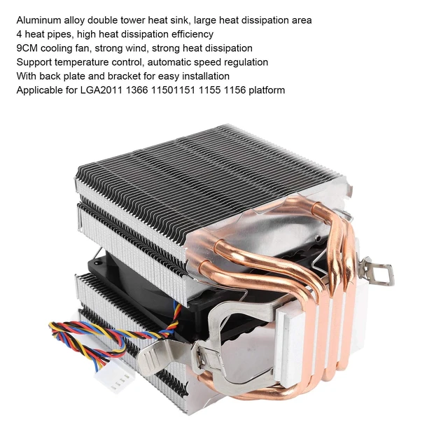 Alt view image 2 of 5 - 4 Heat Pipe CPU Heat Sink with Aluminum Alloy Double Tower