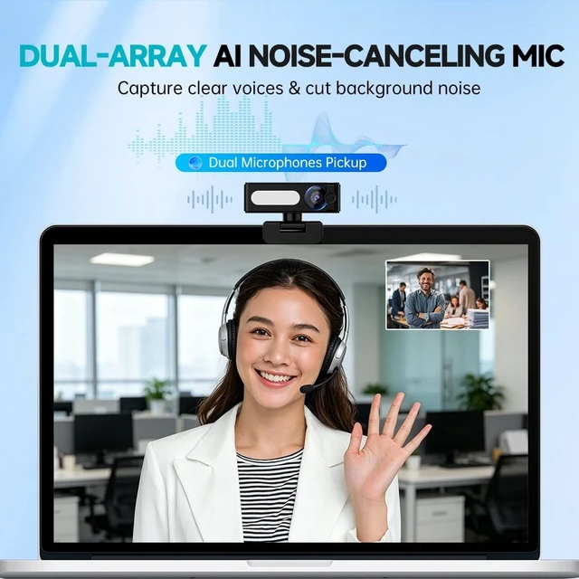 Alt view image 3 of 5 - Sameuo G53 4K Webcam with Noise-Canceling Microphone for PC Laptop