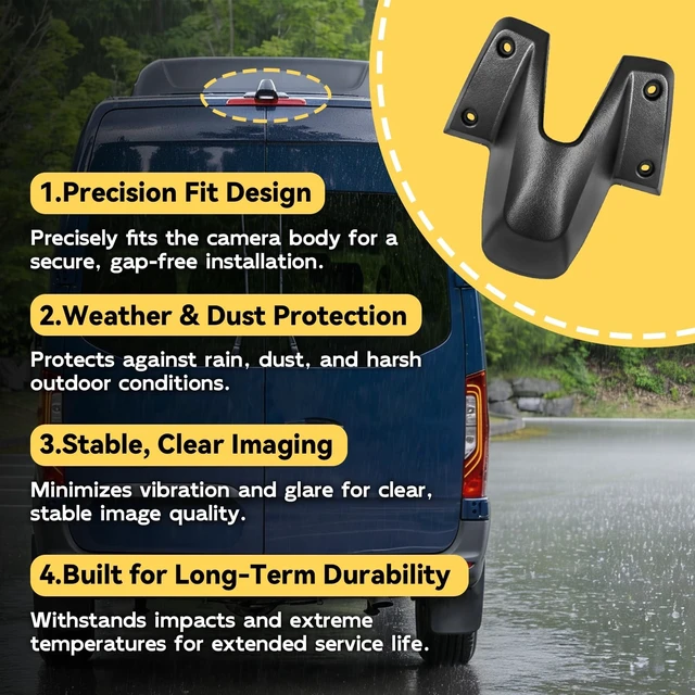 Alt view image 4 of 5 - Rear Roof Camera Housing Fit for 2018-2023 Mercedes Benz Freightliner Sprinter 1500 2500 3500 Waterproof Backup Camera Housing #A907820120