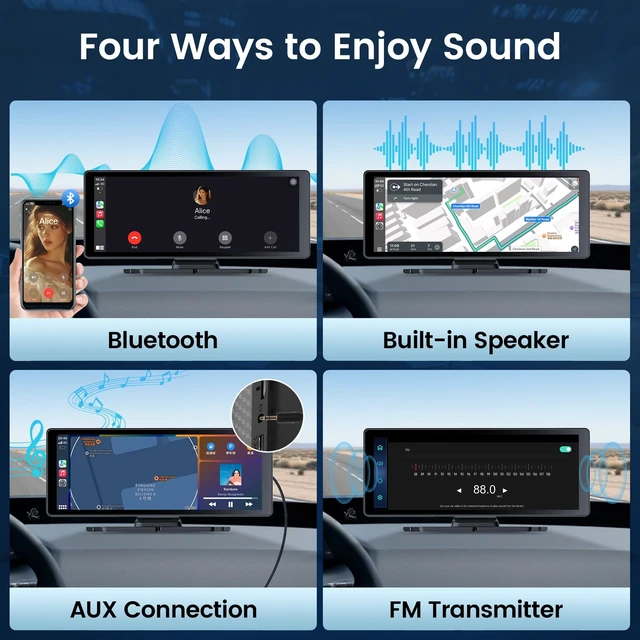 Alt view image 5 of 5 - 10.26" Carplay Screen for Car, Wireless Android Auto 1080P IPS