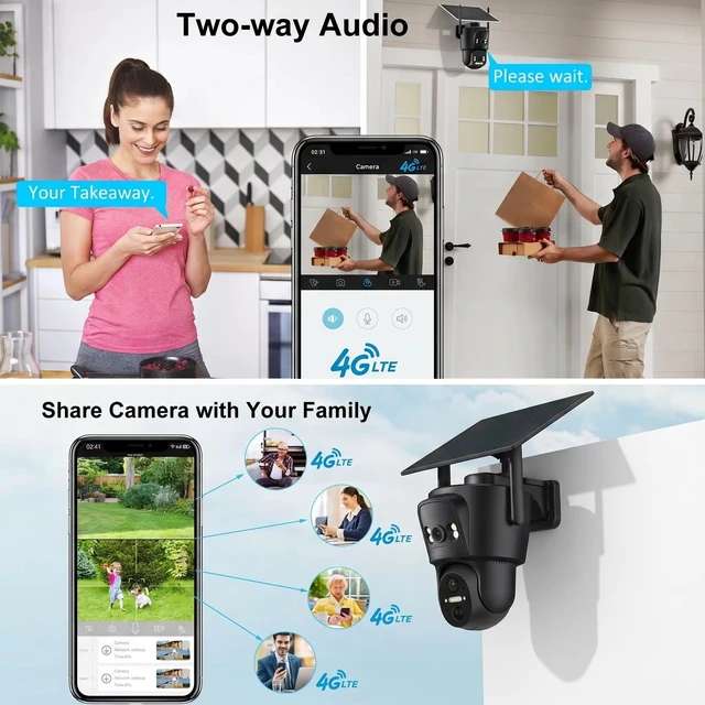 Alt view image 2 of 5 - ENSTER 4G LTE AOV Cellular Solar Security Camera 15600mAh