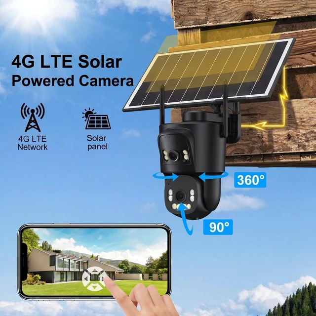 Alt view image 5 of 5 - ENSTER 4G LTE AOV Cellular Solar Security Camera 15600mAh