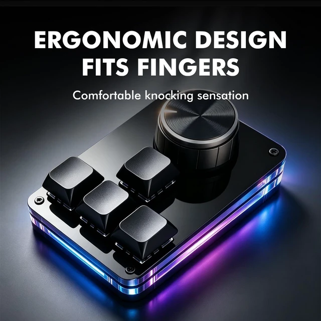 Alt view image 3 of 5 - 4-Key Mini Macro Pad Mechanical Gaming Keyboard BT RGB Wireless Type-C OSU