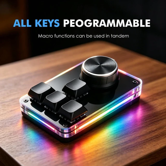 Alt view image 2 of 5 - 4-Key Mini Macro Pad Mechanical Gaming Keyboard BT RGB Wireless Type-C OSU