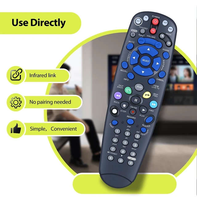 Alt view image 2 of 5 - RYQIF Replacement Remote Control for Bell Satellite TV 5.4 IR, Fits 187017 187016 199533 9241 9242 9400 6131 6141 6400