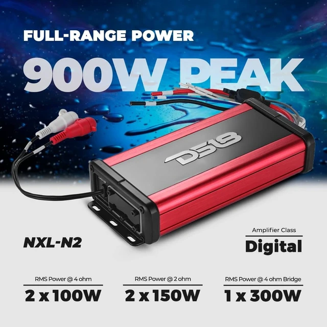 Alt view image 2 of 5 - DS18 NXL-N2 Hydro 2-Channel Class D Amplifier 600W Max, Ultra Compact Digital Marine Amp, All-Weather IP Rated, Waterproof Car, ATV, UTV & Boat Audio System