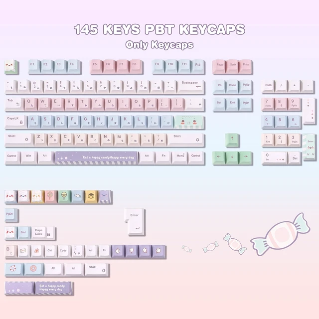 Alt view image 2 of 5 - ZERRIOY 130 Keys Cute Candy PBT Dye-Sublimation Cherry Profile Keycaps