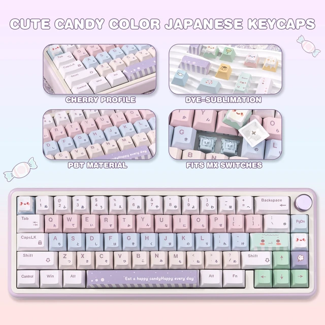 Alt view image 3 of 5 - ZERRIOY 130 Keys Cute Candy PBT Dye-Sublimation Cherry Profile Keycaps