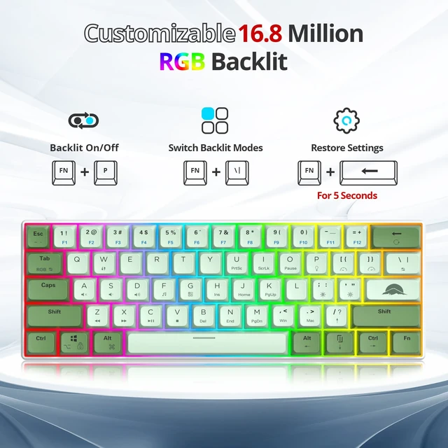 Alt view image 4 of 5 - Vumilstek 60% Mechanical Keyboard Wired Linear Red Switch RGB Backlight