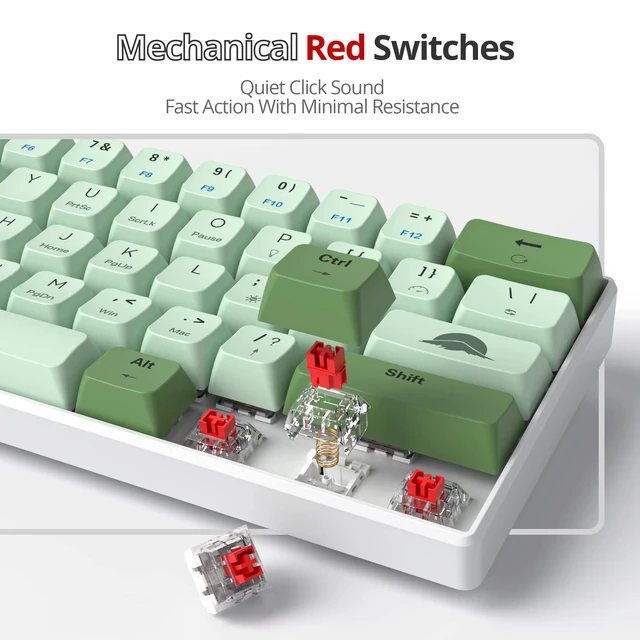 Alt view image 3 of 5 - Vumilstek 60% Mechanical Keyboard Wired Linear Red Switch RGB Backlight