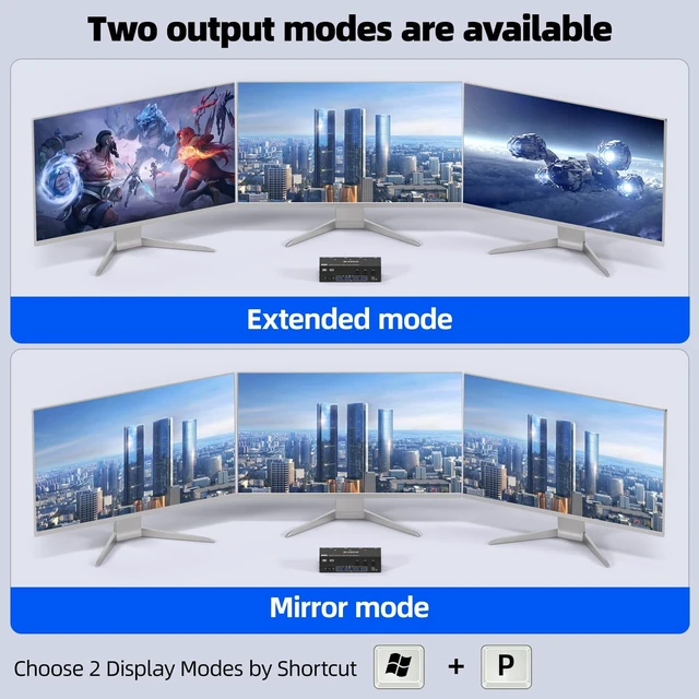 Alt view image 5 of 5 - HDMI Displayport KVM Switch 3 Monitors 3 Computers 8K@60Hz 4K@144Hz