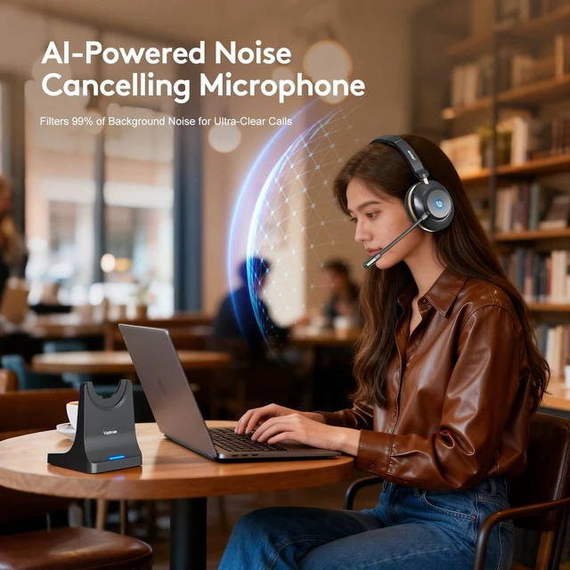 Alt view image 2 of 5 - Wireless Headset With Microphone, Bluetooth 5.3 Headset With 45H Battery